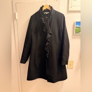 Elegant Black Ruffle Coat